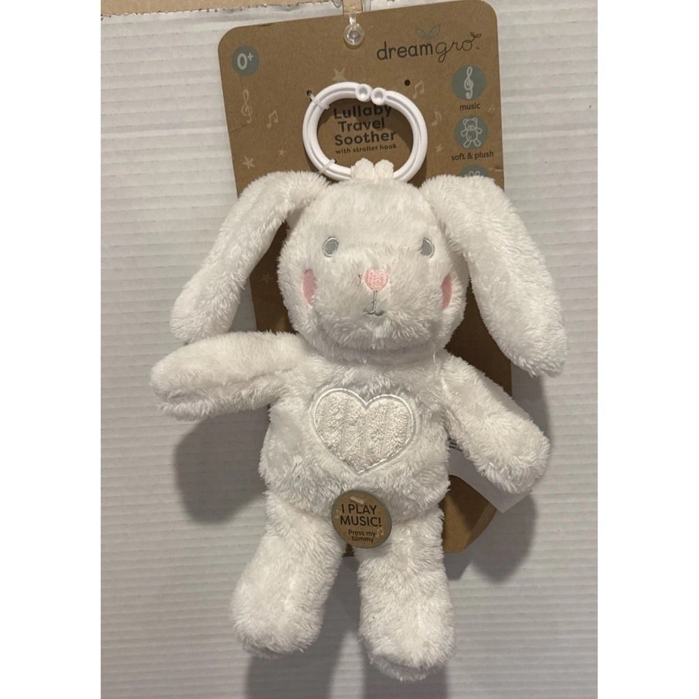 NWT Dreamgro Baby‎ White Teddy Bear Musical Plush Security Blanket Stroller Toy